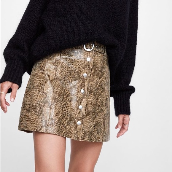NWOT Faux Leather Snakeskin A-line Skirt